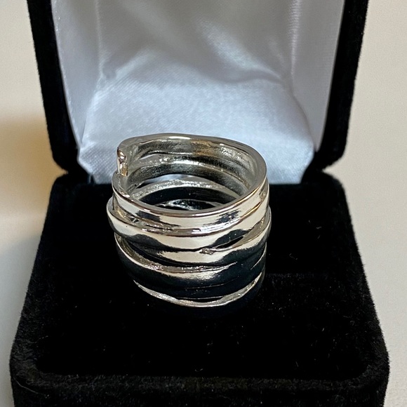 Chunky Sterling Silver Wraparound Highway Fashion Ring - Picture 6 of 11